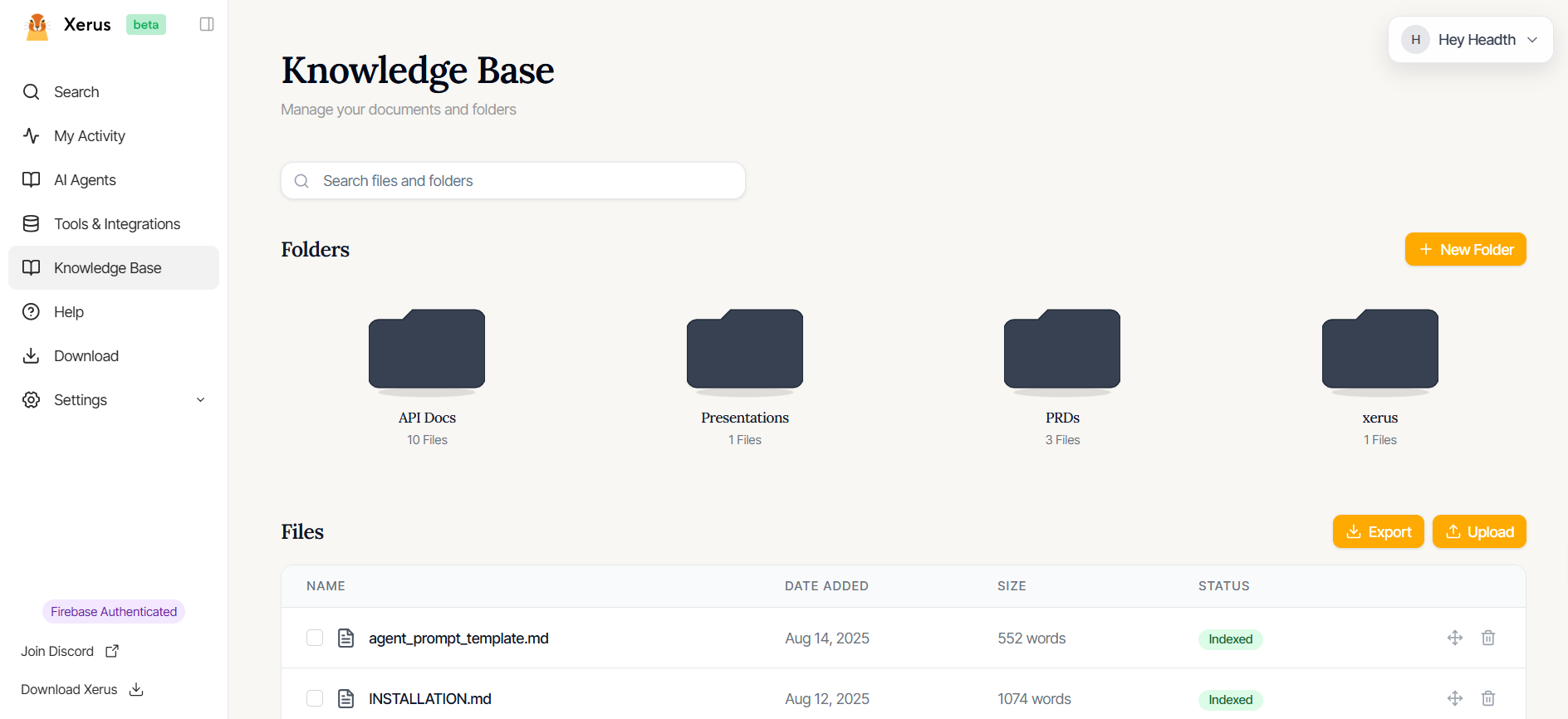 Xerus Knowledge Base